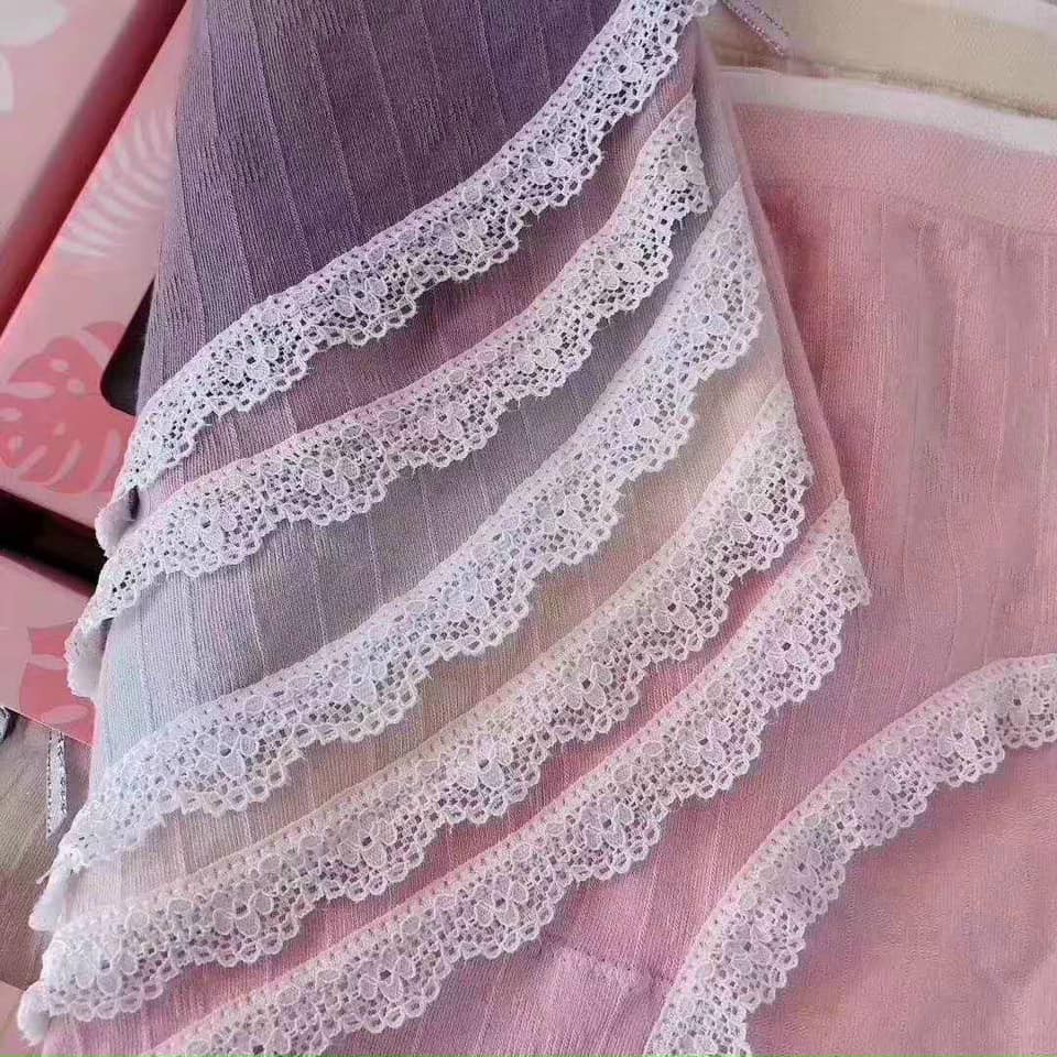 HỘP 5 QUẦN LÓT HỒNG HẠC, THIÊN NGA COTTON VIỀN REN CHÁT MỀM CHO NỮ