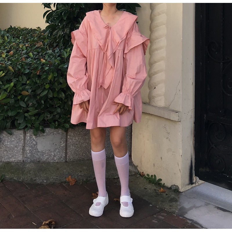 Đầm dáng rộng eo cao tay dài và phồng thời trang hàn quốc | BigBuy360 - bigbuy360.vn