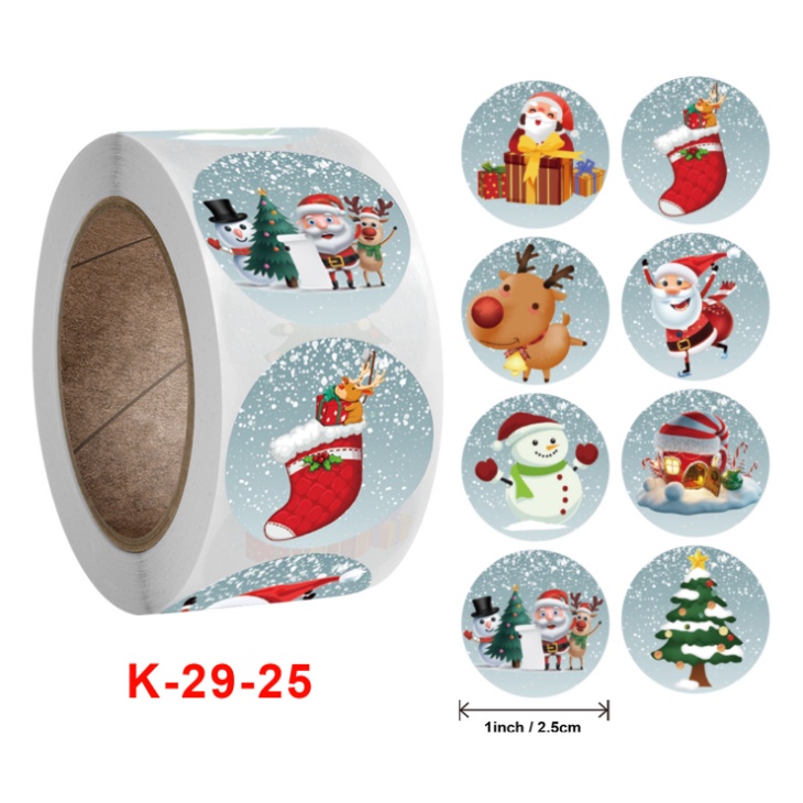 Sticker Mery Chirstmas - Cuộn sticker giáng sinh 500 cái x 2.5cm