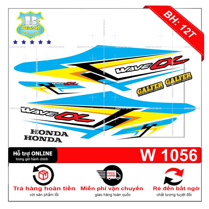 ( Quí khách vui lòng mang ra tiệm cho thợ dán ) Tem wave a 2016 trắng