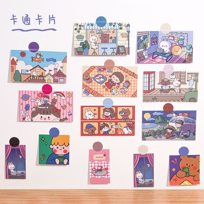 Set Tranh Ảnh Decor + Sticker 💖 POSTCARD MOONRISE KINGDOM Trang Trí Phòng Bàn Học Treo Tường Phụ Kiện Chụp Ảnh Hàn Quốc