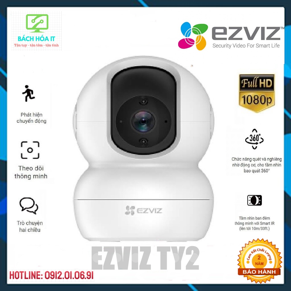 Camera IP WIFI trong nhà 2MP 4MP xoay 360, EZVIZ TY2 SMART HOME 1080P, chính hãng, bảo hành 24 tháng