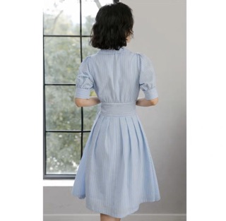 Đầm váy freesize SM sọc xanh bo eo
