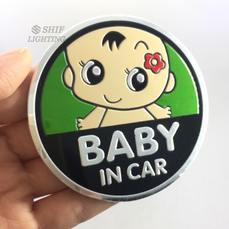 Miếng dán logo bằng nhôm họa tiết &quot;Baby in Car&quot; cho xe hơi