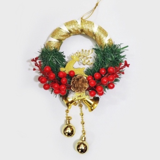 Vòng Hoa Noel VN02 15cm Vòng Nguyệt Quế Giáng Sinh Có Đèn