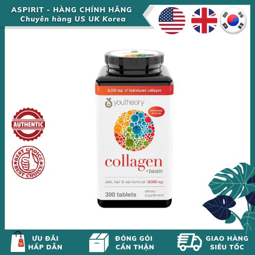 Collagen 390 viên collagen Youtheory Advanced Type 1,2&3 | Thế Giới Skin Care