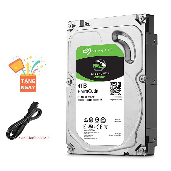 Ổ Cứng HDD Seagate Barracuda 4TB 256MB SATA3 6.0Gb/s ST4000DM004 (Phiên bản mới)