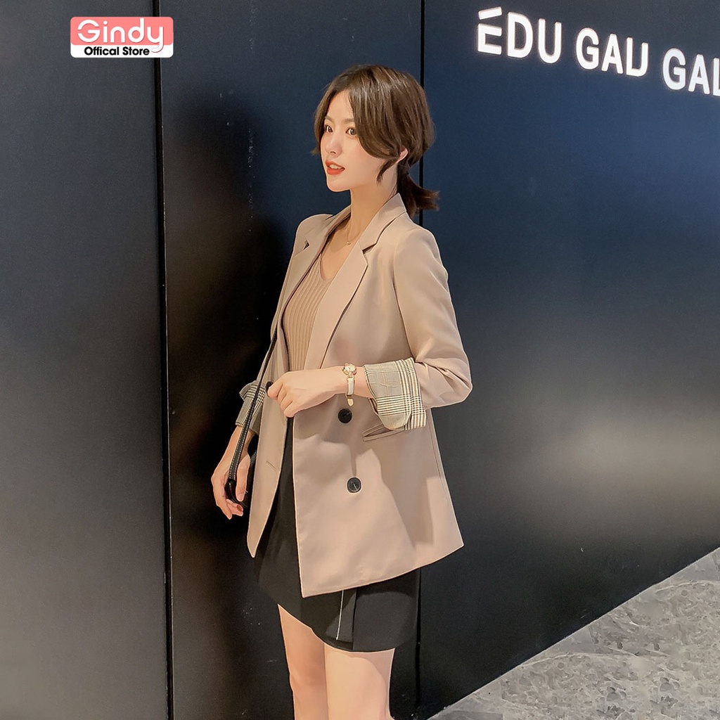 Áo blazer nữ GINDY vest tay kẻ 2 lớp nhiều màu phong cách Hàn Quốc A301