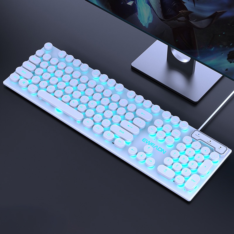Bộ Bàn Phím Tròn Kèm Chuột Máy Tính Có Dây Chuyên Game Có Đèn LED Phát Sáng Nhiều Màu Thiết Kế Hiện Đại