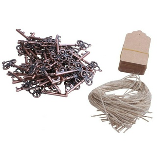 50pcs Key Bottle Opener With Tags Card Wedding Favor Skeleton