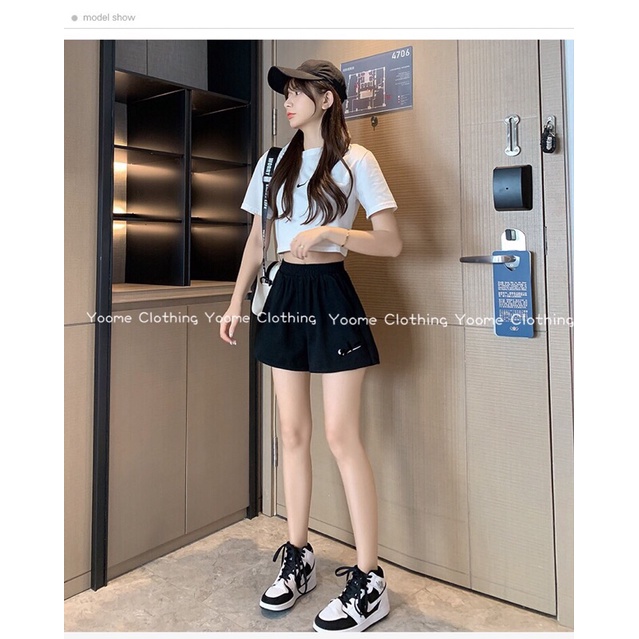 Quần short da cá thêu logo N-I-K-E chất mát k nhăn Yoomeclothing ( ảnh thật )