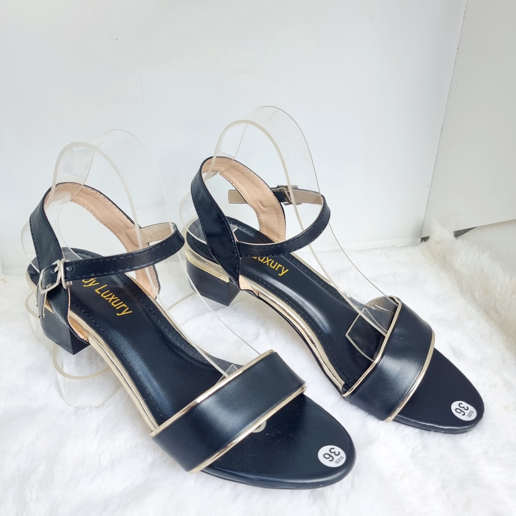 Giày Sandal Cao Gót Quai Hậu Nữ 3 Phân Chất Liệu Da - MS 092