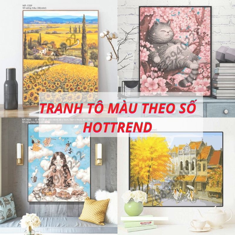 Tranh tô màu theo số tranh sơn dầu số hóa phong cảnh có khung