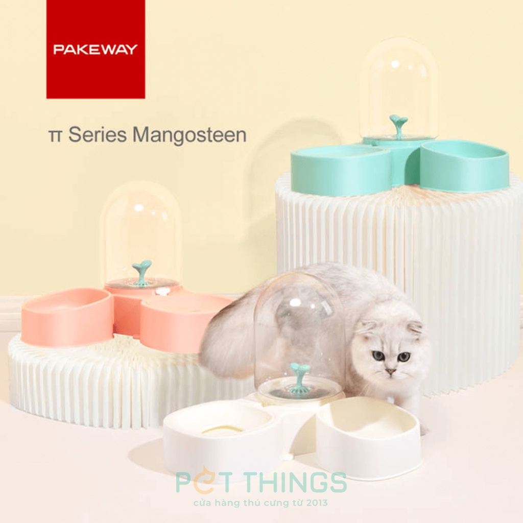 Pakeway Bộ chén Ăn bình Uống Măng Cụt 2L cho thú cưng chó mèo Mangosteen