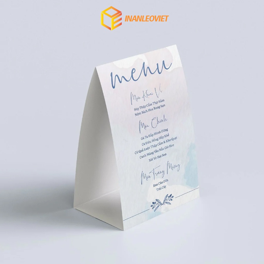 Menu tiệc cưới thiết kế theo yêu cầu 11x18cm tăng sự sang trọng cho tiệc cưới, hỏi