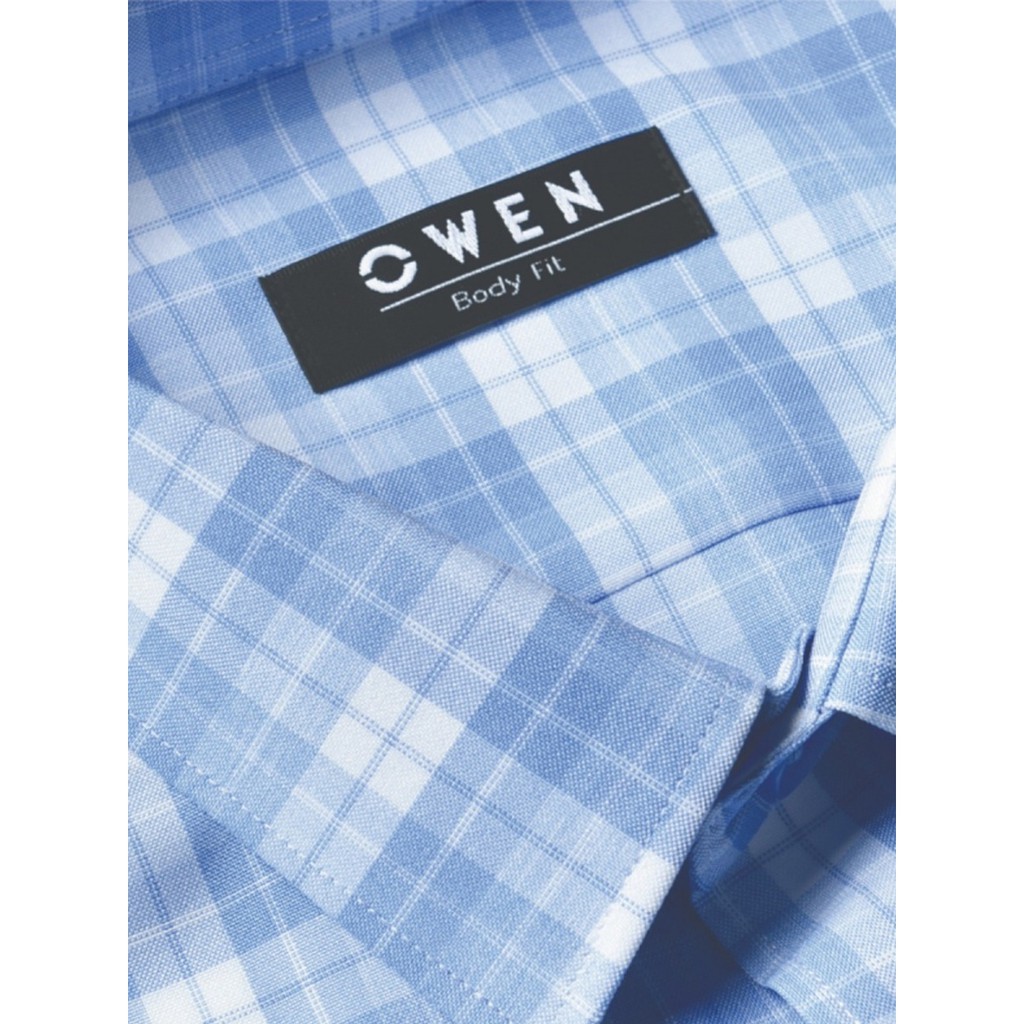 Áo Sơ Mi Nam Ngắn Tay Owen BA22713NT Somi Cộc Tay Công Sở Cao Cấp Xanh Nhạt Kẻ Caro To Chất Cafe Dáng Body Fit Tà Bằng | BigBuy360 - bigbuy360.vn