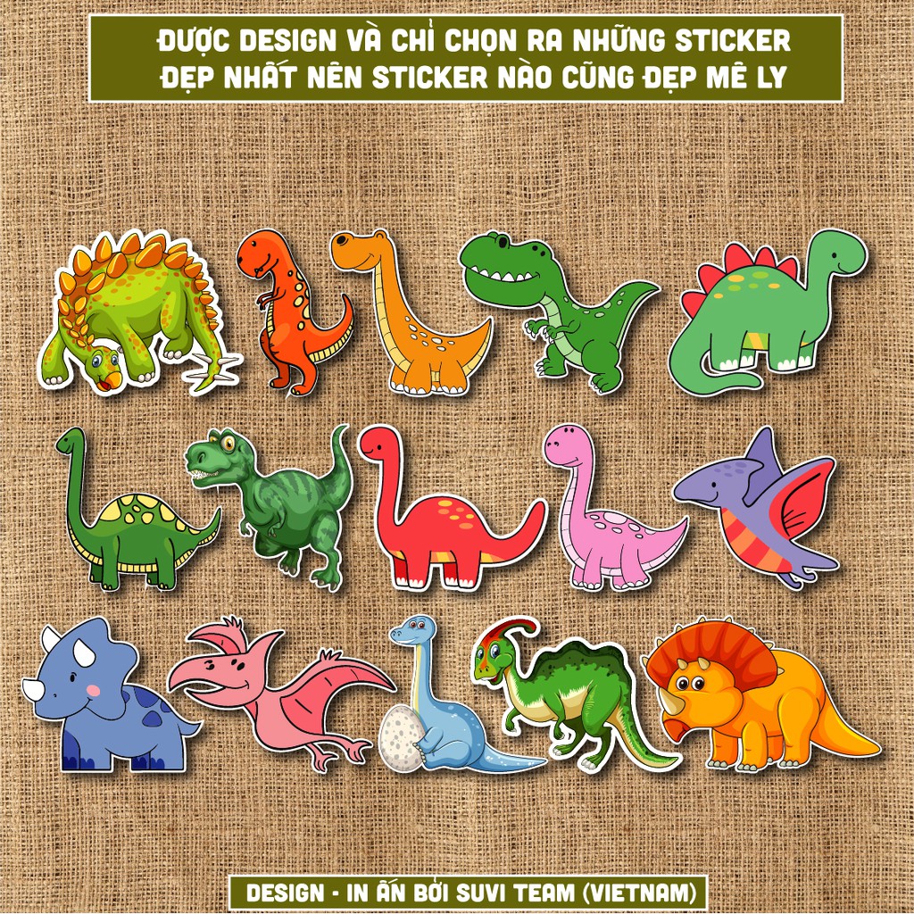 50 Sticker Khủng Long chống nước sticker dán laptop, điện thoại, đàn guitar, mũ bảo hiểm, vali. MSP: A13