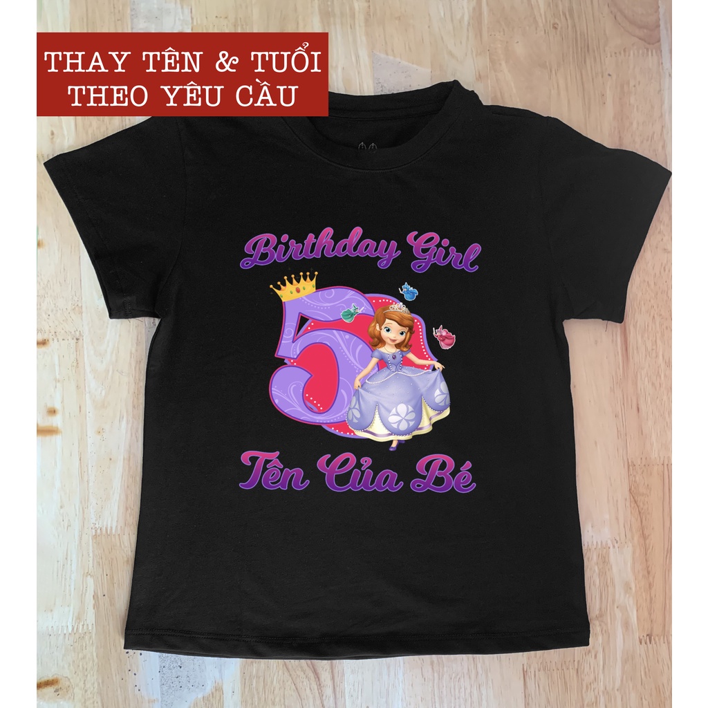 Áo Thun Công Chúa Thiết Kế Theo Tên và Tuổi của Bé, Vải Cotton Đẹp Cao Cấp, Áo Phông Quà Tặng Sinh Nhật Cho Bé