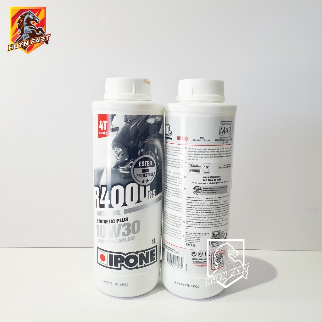 Dầu Nhớt IPONE R4000rs 10W30 100% Tổng Hợp Gốc ESTER