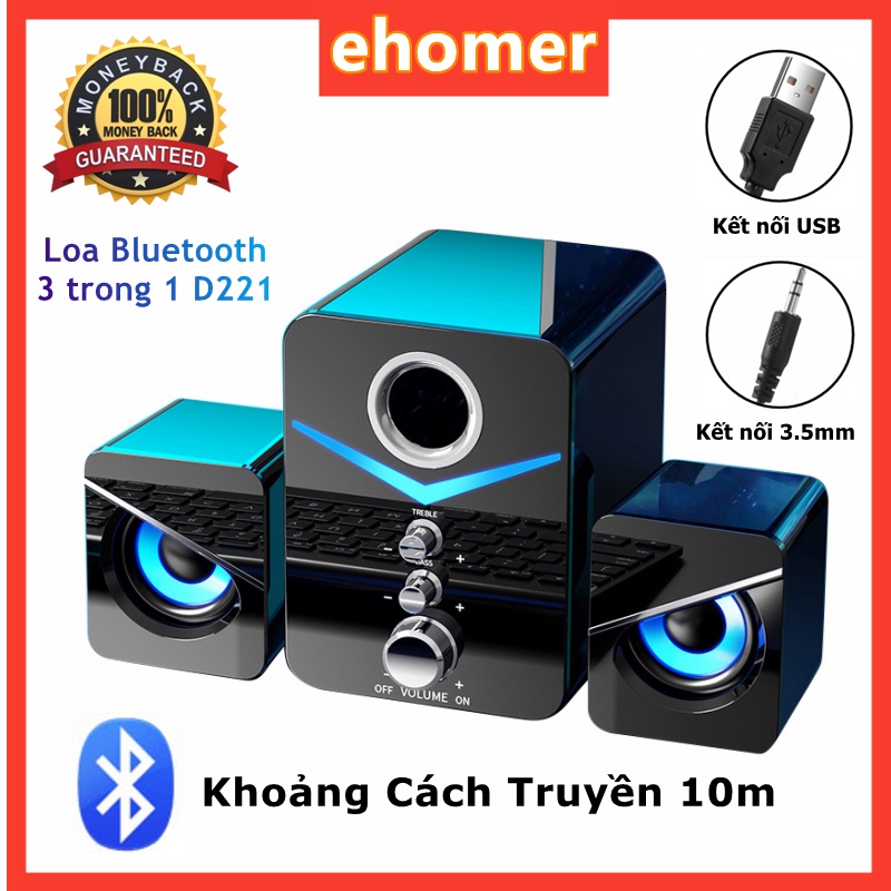 Loa Vi Tính Bluetooth Để Bàn MC D221 Chính Hãng, Đèn LED âm thanh nổi 9D âm thanh siêu thấp,