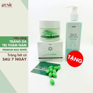 [ viên uống trắng da max white permium genie TẶNG sữa tắm cá hồi 650k]