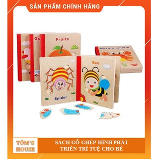 Bộ sách gỗ 6 tranh ghép nhiều chủ đề cho bé