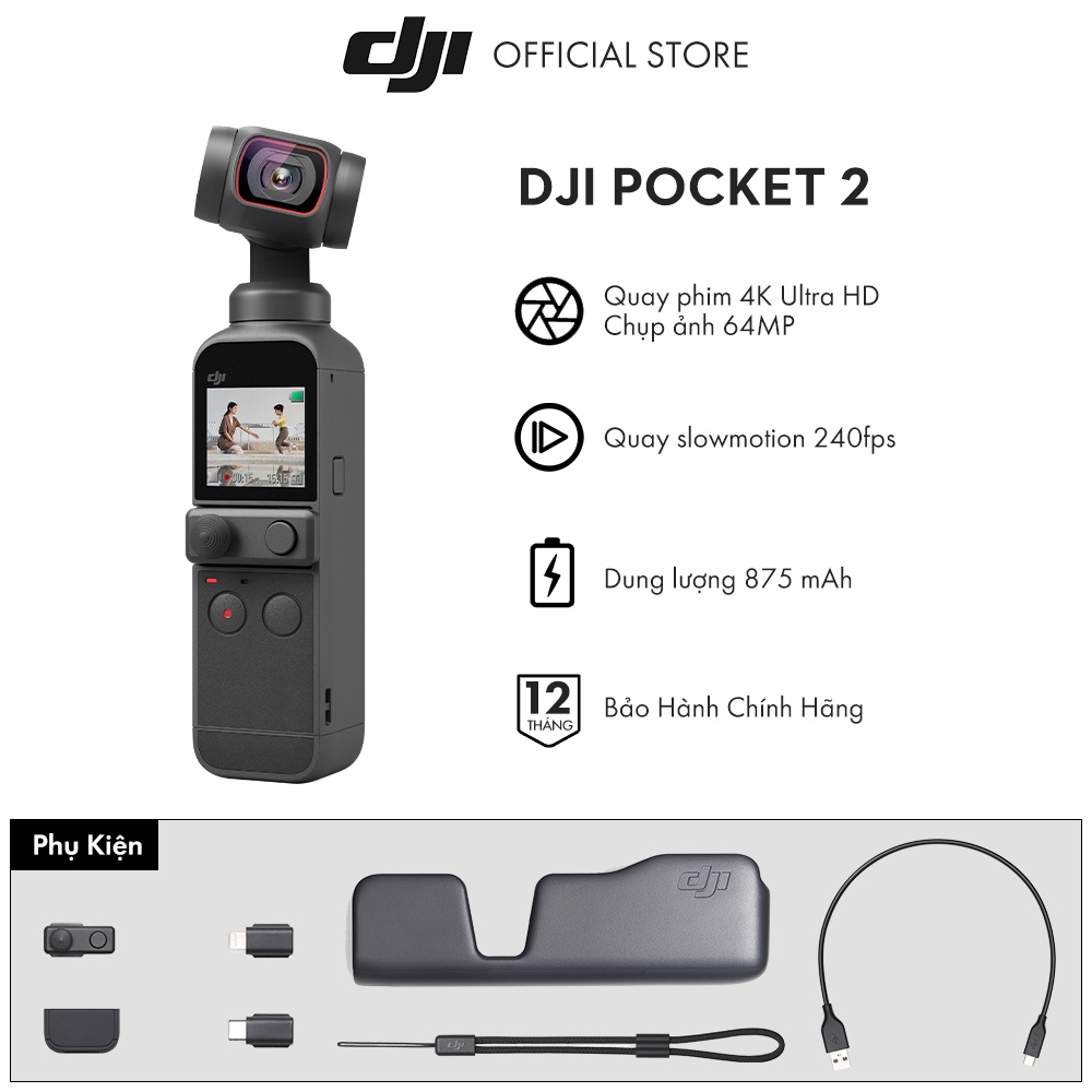 Máy quay bỏ túi dji osmo pocket 2 máy quay phim chống rung 4k 60fps - ảnh sản phẩm 2