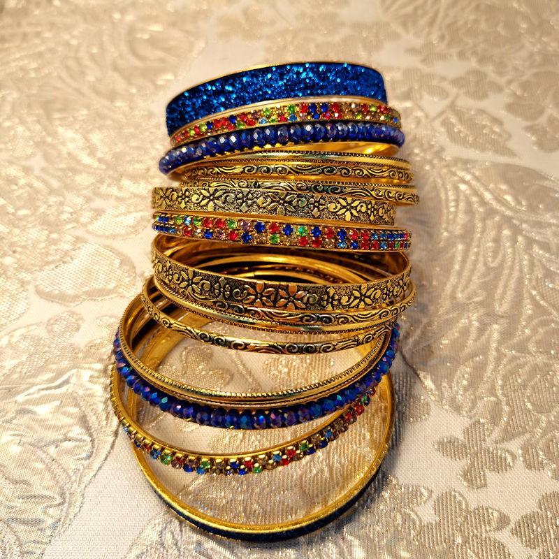 Vòng tay nữ sang trọng nguyên bản Ấn Độ Châu Âu và Mỹ xếp chồng lên nhau những viên kim cương màu tròn trơn trang sức bi