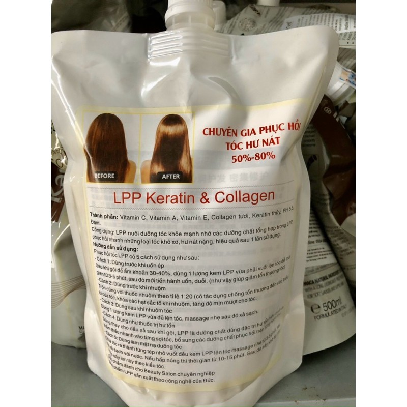 HẤP PHỤC HỒI TÓC NÁT HƯ TỔN NẶNG LPP KERATIN & COLLAGEN 900ML | BigBuy360 - bigbuy360.vn