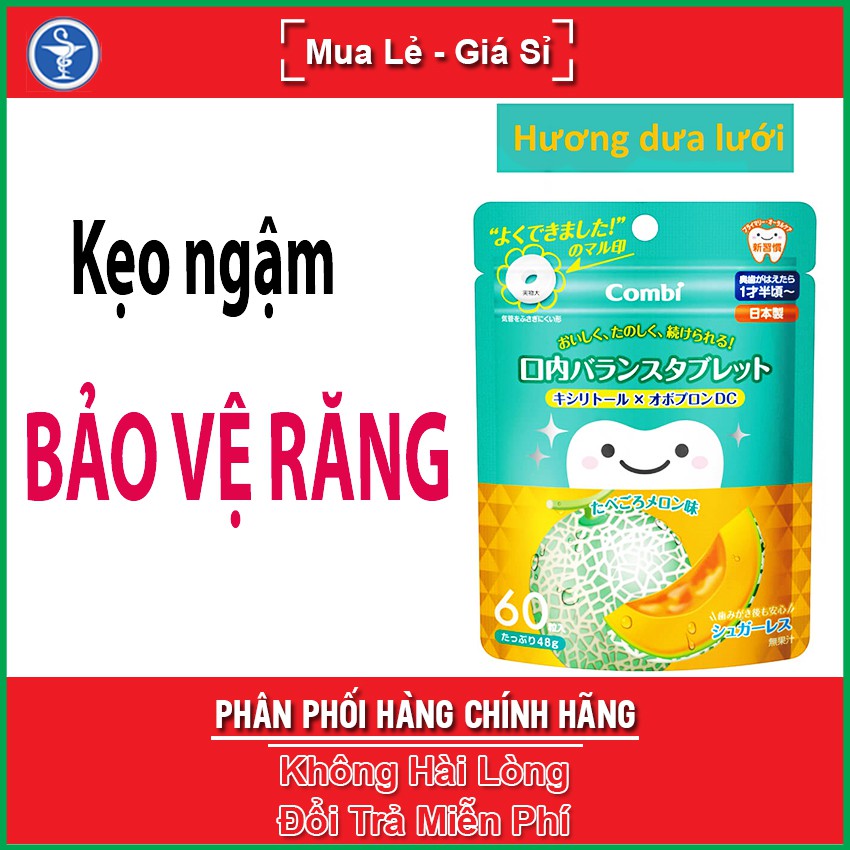 Kẹo ngậm Teteo Combi dưa lưới 60 viên - Chống sâu, sún răng cho bé