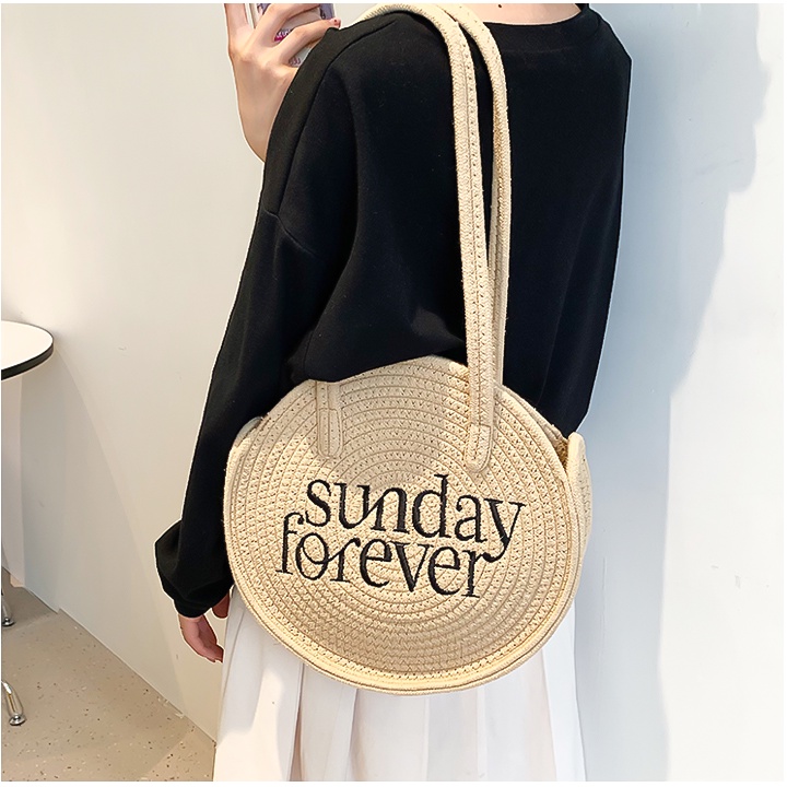 Túi cói đi biển nữ đeo vai tote Sunday Forever hot trend HATALO - TX14