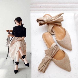Giày búp bê nơ trước
