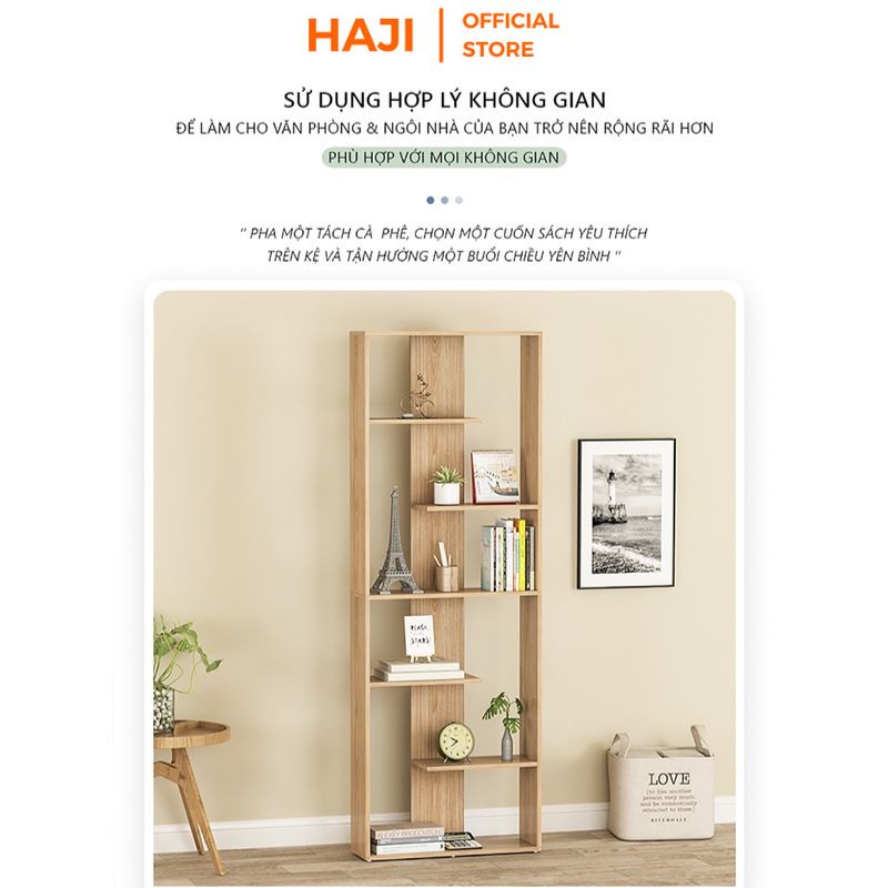 Kệ sách gỗ để sàn chắc chắn chống đổ kiểu dáng hiện đại thương hiệu HAJI A216