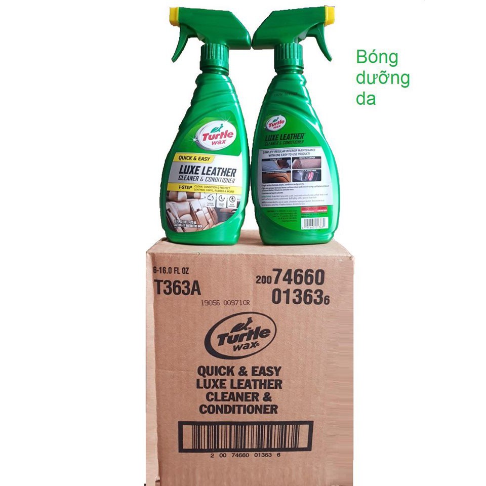 Chai bảo dưỡng ghế da TURTLE WAX Luxe Leather cleaner & Conditioner 473ml