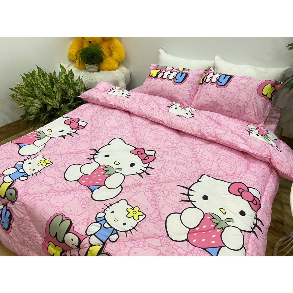 Bộ chăn phao ga gối poly cotton MẪU - kitty