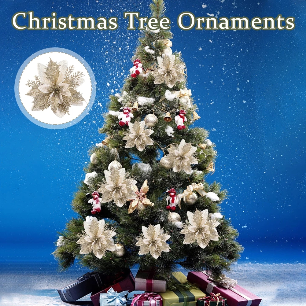 （Trang trí năm mới của Trung Quốc）Set 5 bông hoa nhân tạo trang trí giáng sinh dễ thương độc đáo