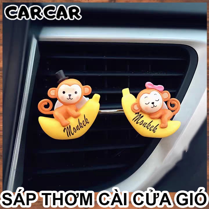 Sáp thơm ô tô cài cửa gió hình 2 chú khỉ dễ thương