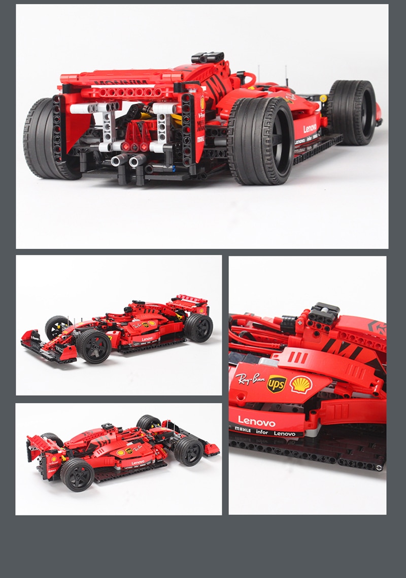 Đồ chơi Lắp ráp Mô hình siêu xe 023005 Technic Supercar Magic Cool Red Ferrari SF90 F1 Formula Racing Car 1:14