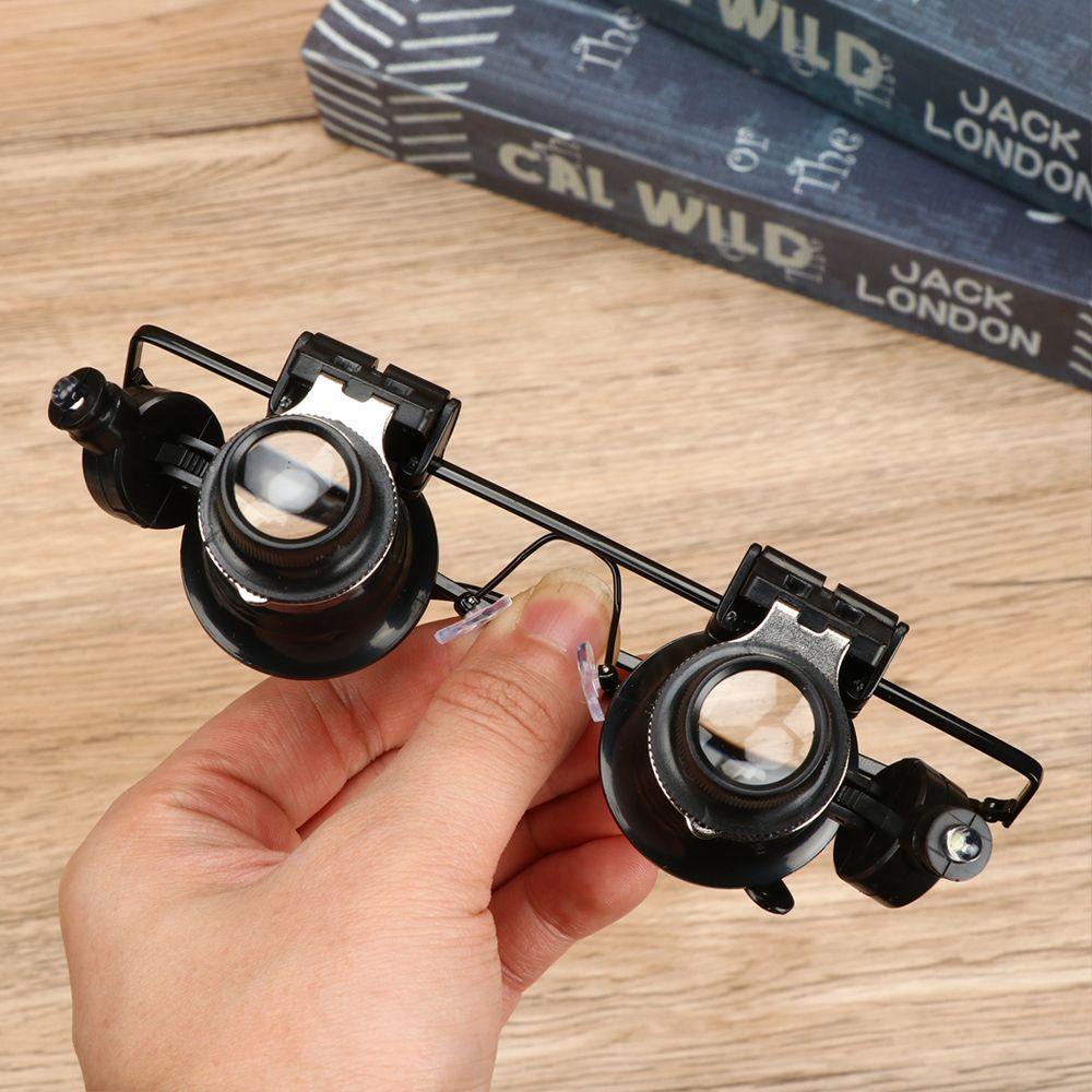 MUVAKO Kính Lúp Đeo Đầu Phóng Đại 20X Có Đèn LED Chuyên Dụng Làm Trang Sức