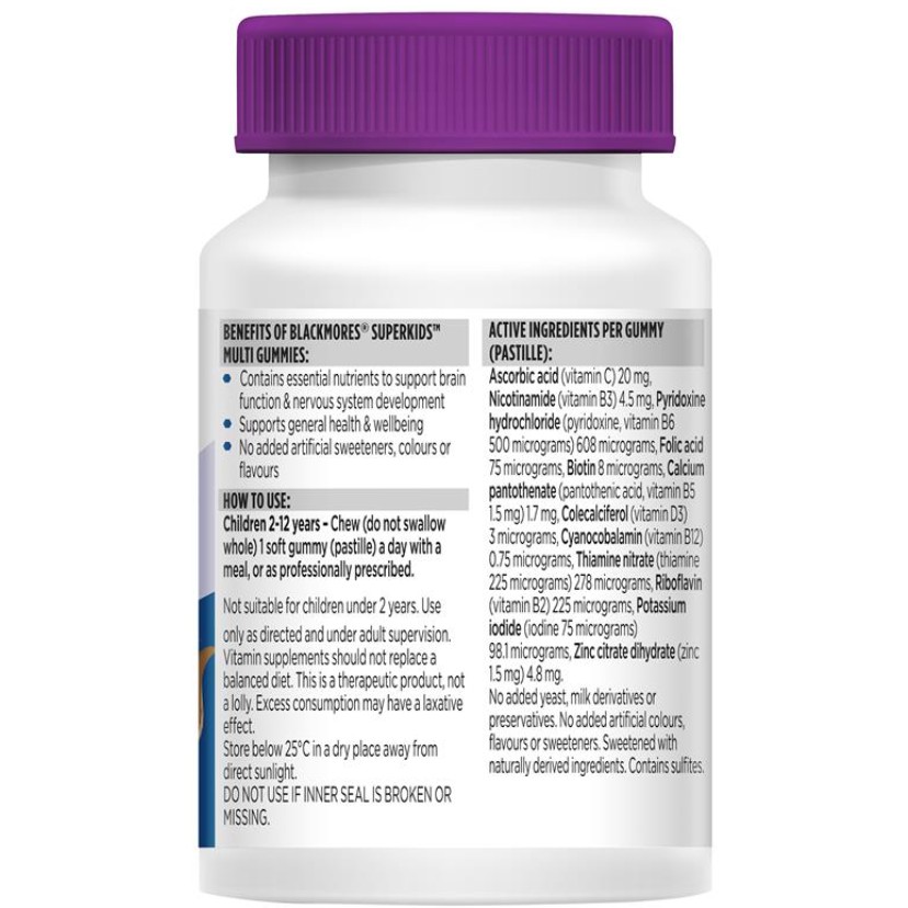 KẸO DẺO BỔ SUNG VITAMIN TỔNG HỢP CHO BÉ TRÊN 2 TUỔI BLACKMORES SUPERKIDS MULTI GUMMIES 60 VIÊN | Thế Giới Skin Care