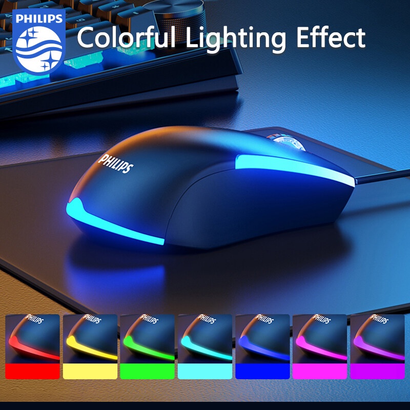 Chuột máy tính laptop Philips RGB tặng lót chuột  Fotech Vking M132 Manhattan dùng cho văn phòng chơi game