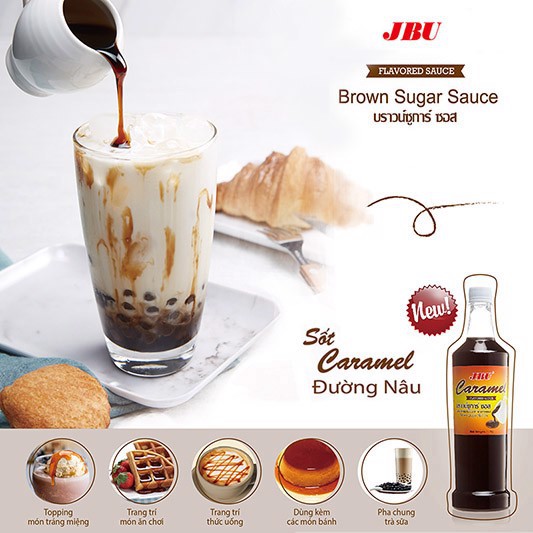 JBU Sauce Caramel Brown Sugar (Siro Đường Đen) 1070g- Syrup đường đen JBU nấu trân chau đường đen