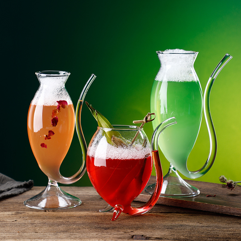 200ml Cocktail Thủy tinh Vampire Rượu Thủy tinh Nhà bếp trong suốt Độc lập bằng rơm Cốc uống nước trái cây Thủy tinh Đồ uống