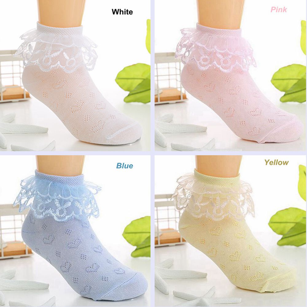 Vớ cotton cổ thấp phối ren nhún bèo thoáng khí thời trang xuân hè dành cho bé gái