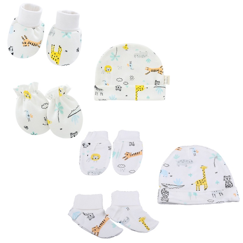 Bộ 3 Đôi Găng Tay Cotton Mềm Mại Chống Trầy Xước Thoải Mái Cho Bé 0-3 Tháng Tuổi