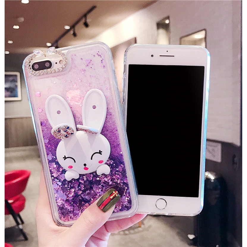 Ốp điện thoại kim tuyến nước hình thỏ dễ thương dành cho iPhone 6 6s 7 8 Plus X XS Max XR