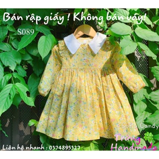 Đầm thu đông vai bèo cổ sen nhọn cho bé