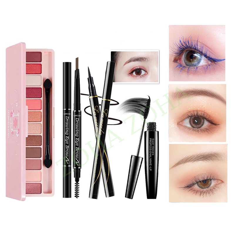 Bộ trang điểm Lameila 8 món đầy đủ bộ makeup cá nhân Phấn phủ Kem BB Phấn mắt Phấn má Mascara...