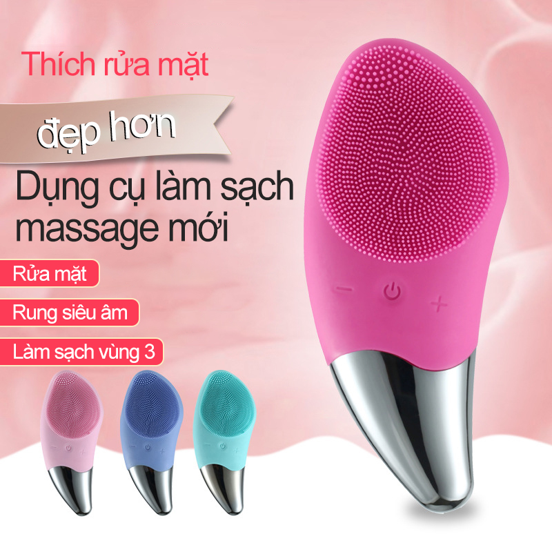 Bảo hành 1 tháng- Máy Rửa Mặt -Máy massage rửa mặt cầm tay Silicon BR-020