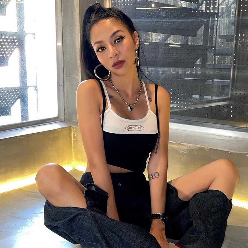 Áo Hai Dây In Chữ Thời Trang Cho Nữ